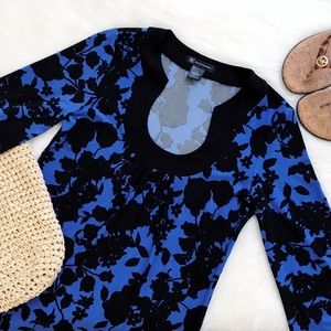 INC Black and Blue Bold Floral Tunic